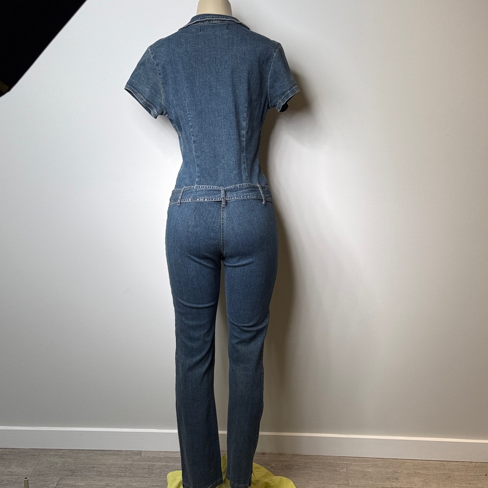 Hot Kiss Denim Short-Sleeve Jumpsuit in Blue - Picture 8 of 10